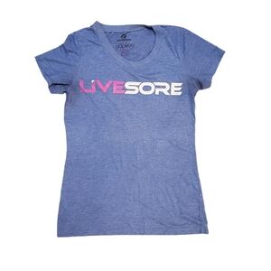 Livesore‎ Women's Blue Don't Judge Cheat Day Crossfit Athletic T-shirt Large